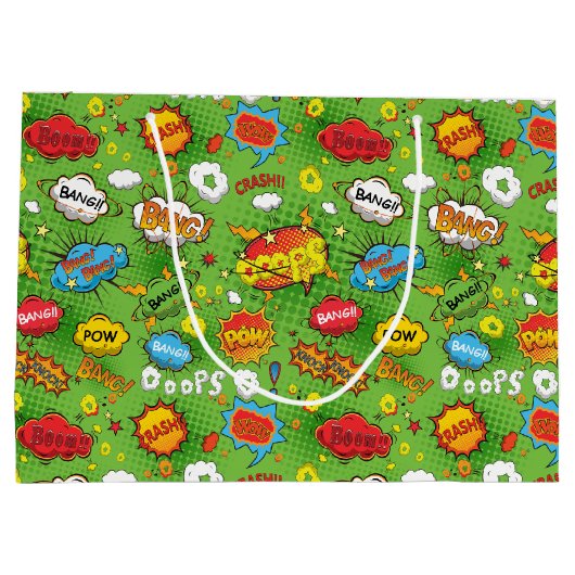 Comic Book Green Gift Bag Groot Cadeauzakje (Achterkant)