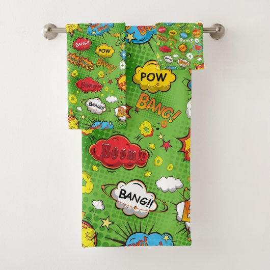 Comic Book Green Towel Bad Handdoek (Insitu)