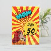 Comic Book Half-Tone Birthday Uitnodiging (Staand voorkant)