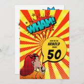 Comic Book Half-Tone Birthday Uitnodiging (Voorkant / Achterkant)