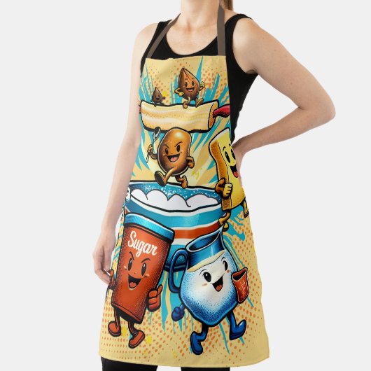 Comic book hippie baking ingredients cooking schort (Insitu)