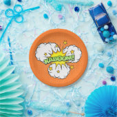 Comic Book KABOOM op een oranje achtergrond Papieren Bordje (Feest)