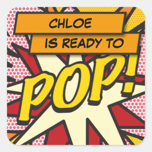Comic Book Klaar om te POP! Baby Shower Strooi Vierkante Sticker