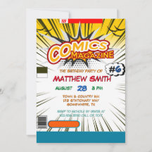 Comic Book Magazine Stijl Kinderen Verjaardagsfees