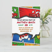 Comic Book Magazine Stijl Kinderen Verjaardagsfees Kaart (Staand voorkant)