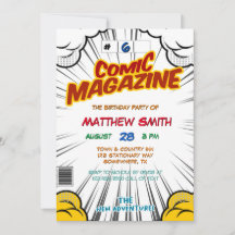 Comic Book Magazine Stijl Kinderen Verjaardagsfees