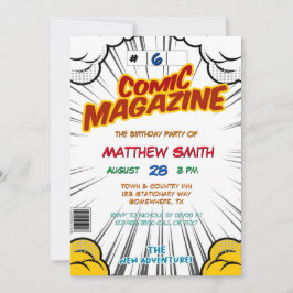 Comic Book Magazine Stijl Kinderen Verjaardagsfees Kaart