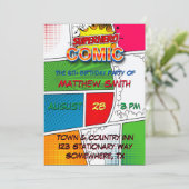 Comic Book Magazine Stijl Kinderen Verjaardagsfees Kaart (Staand voorkant)