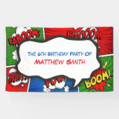 Comic Book Magazine Stijl Kinderen Verjaardagsfees Spandoek (Horizontaal)