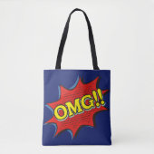 Comic Book OMG Exclamation Bubble Red Blue Tote Bag (Voorkant)