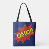 Comic Book OMG Exclamation Bubble Red Blue Tote Bag (Achterkant)