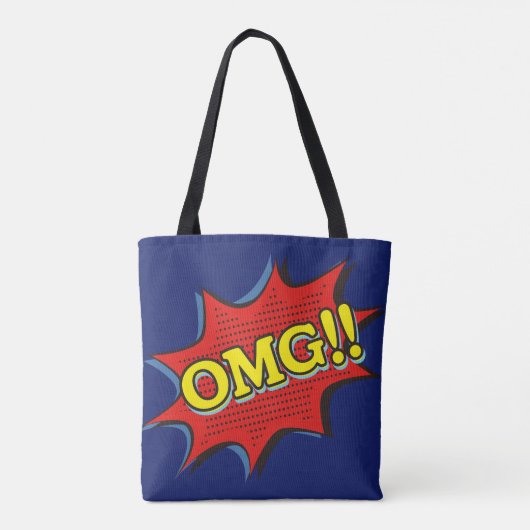 Comic Book OMG Exclamation Bubble Red Blue Tote Bag (Achterkant)