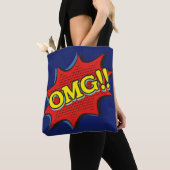 Comic Book OMG Exclamation Bubble Red Blue Tote Bag (Dichtbij)