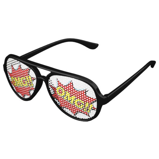 Comic Book OMG Exclamation Speech Bubble Aviator Zonnebril (Gekanteld)