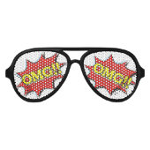 Comic Book OMG Exclamation Speech Bubble Aviator Zonnebril (Voorkant)