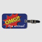 Comic Book OMG Exclamation Speech Bubble Bagagelabel (Voorkant (horizontaal))
