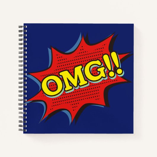Comic Book OMG Exclamation Speech Bubble Blue Notitieboek (Voorkant)
