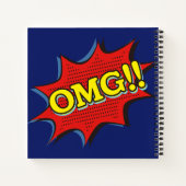Comic Book OMG Exclamation Speech Bubble Blue Notitieboek (Achterkant)