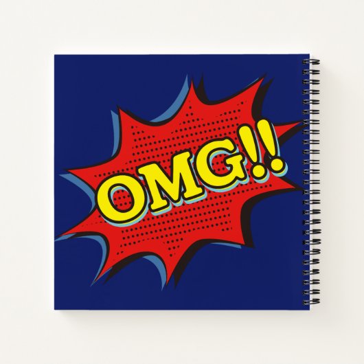 Comic Book OMG Exclamation Speech Bubble Blue Notitieboek (Achterkant)