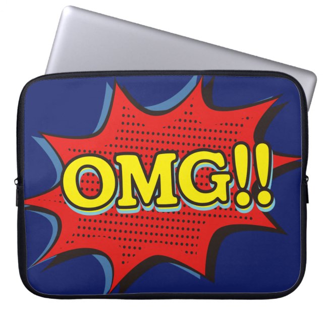Comic Book OMG Exclamation Speech Bubble Laptop Sleeve (Voorkant)