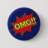 Comic Book OMG Exclamation Speech Bubble Ronde Button 5,7 Cm (Voorkant)