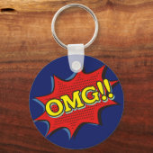 Comic Book OMG Exclamation Speech Bubble Sleutelhanger (Achterkant)