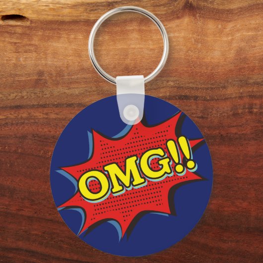 Comic Book OMG Exclamation Speech Bubble Sleutelhanger (Voorkant)