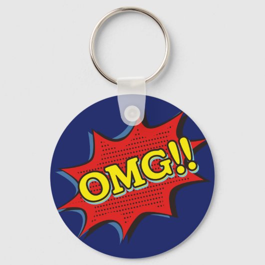Comic Book OMG Exclamation Speech Bubble Sleutelhanger (Achterkant)