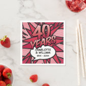Comic Book Pop Art 40e rubijnen bruiloft jubileum Servet (Insitu)