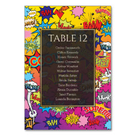 Comic Book Pop Art Amazing Wedding Table Number Kaart