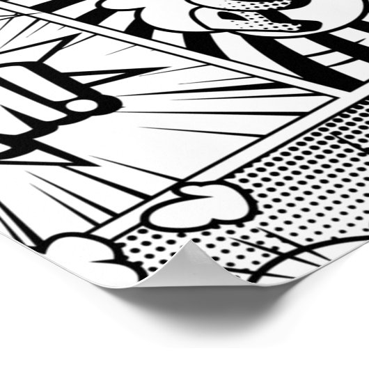 Comic Book Pop Art Black en White Poster (Hoek)