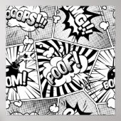 Comic Book Pop Art Black en White Poster (Voorkant)