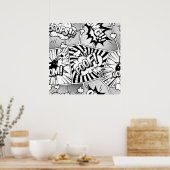 Comic Book Pop Art Black en White Poster (Keuken)