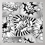 Comic Book Pop Art Black en White Poster<br><div class="desc">Comic Book Pop Art Black en White</div>