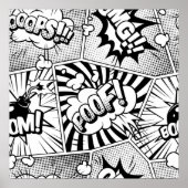Comic Book Pop Art Black en White Poster (Voorkant)