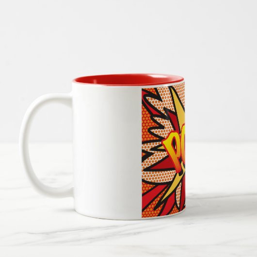 Comic Book Pop Art BOEM! Tweekleurige Koffiemok (Links)