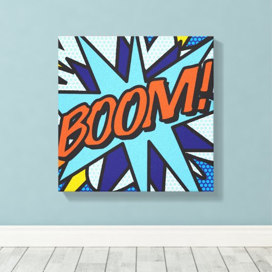 Comic Book Pop Art BOOM Superheld Canvas Afdruk (Insitu (Houten vloer))