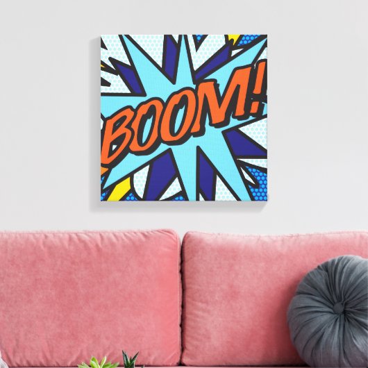 Comic Book Pop Art BOOM Superheld Canvas Afdruk (Insitu (Woonkamer))