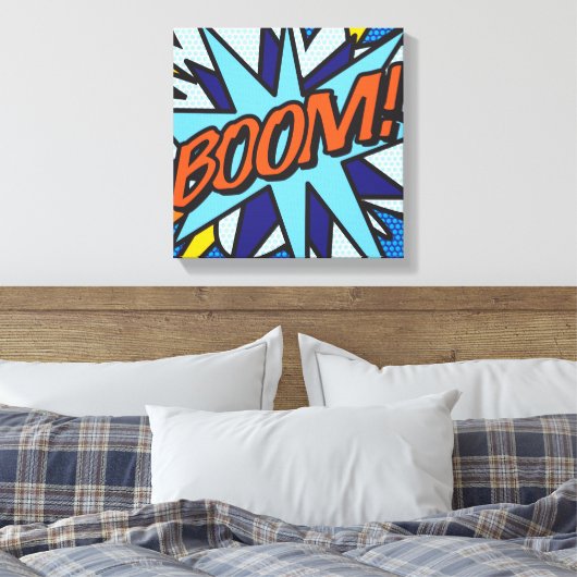 Comic Book Pop Art BOOM Superheld Canvas Afdruk (Insitu (Slaapkamer))