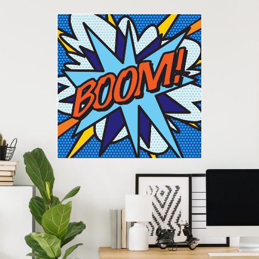 Comic Book Pop Art BOOM Superheld Poster (Thuiskantoor)
