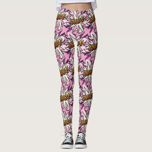 Comic Book Pop Art CHICA Leggings (Voorkant)