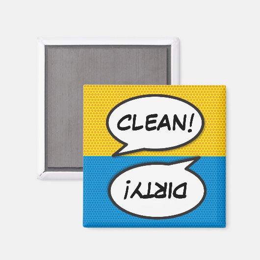 Comic Book Pop Art Dishwasher Clean Dirty Magneet (Voorkant / Achterkant)