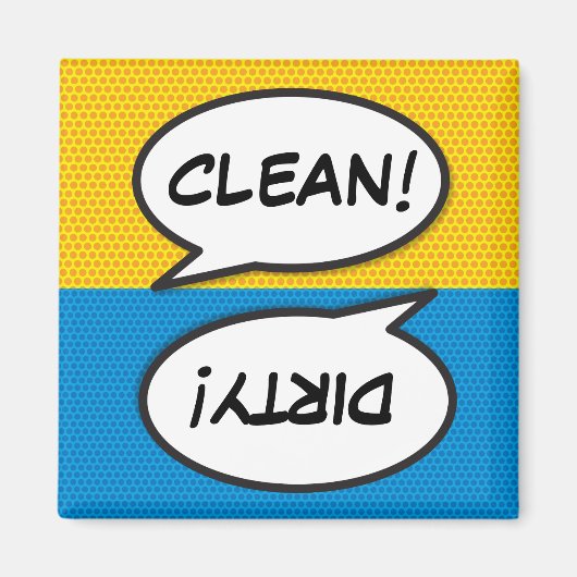 Comic Book Pop Art Dishwasher Clean Dirty Magneet (Voorkant)