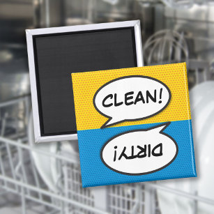 Comic Book Pop Art Dishwasher Clean Dirty Magneet