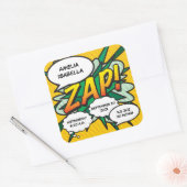Comic Book Pop Art Geboorte Stats Persoonlijk Vierkante Sticker (Envelop)