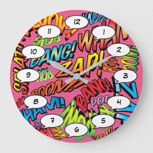 Comic Book Pop Art Geluiden Grote Klok (Voorkant)