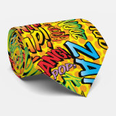 Comic Book Pop Art GELUIDEN Superheldenties Stropdas (Opgerold)