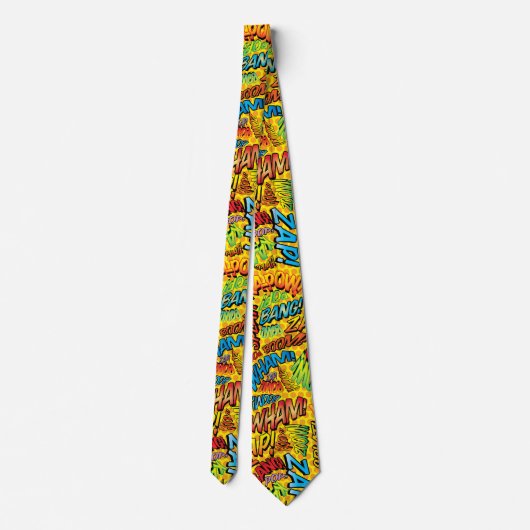 Comic Book Pop Art GELUIDEN Superheldenties Stropdas (Achterkant)