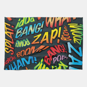 Comic Book Pop Art Geluiden Theedoek
