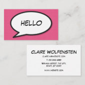 Comic Book Pop Art HALLO Roze Visitekaartje (Voorkant / Achterkant)